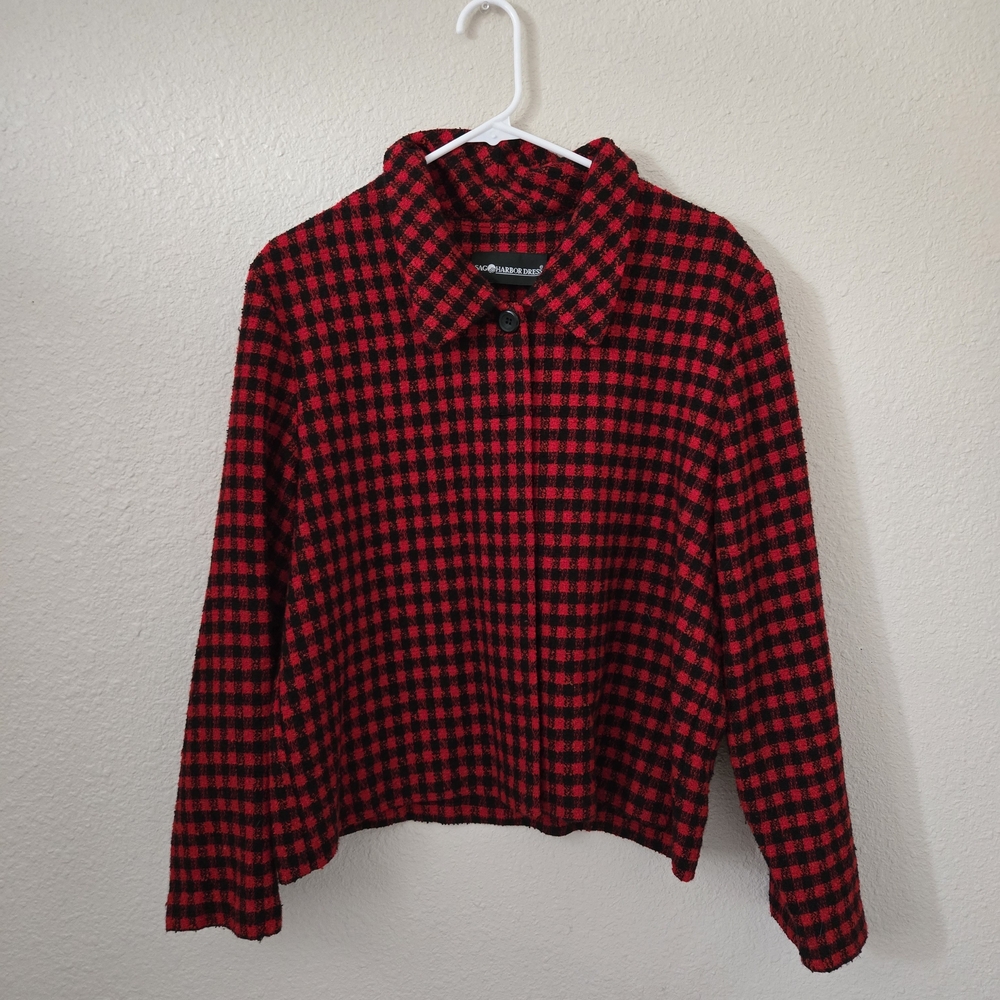 Sag Harbor Red and Black Plaid Blazer